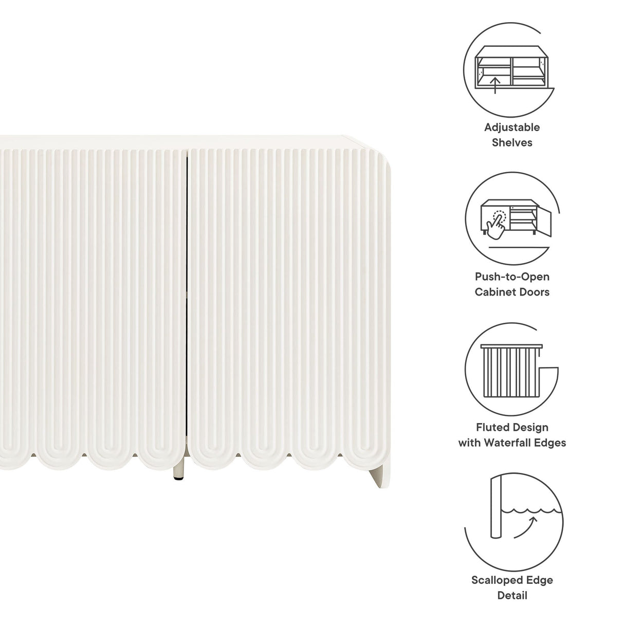 Dahlia Fluted and Scalloped Sideboard Storage Cabinet