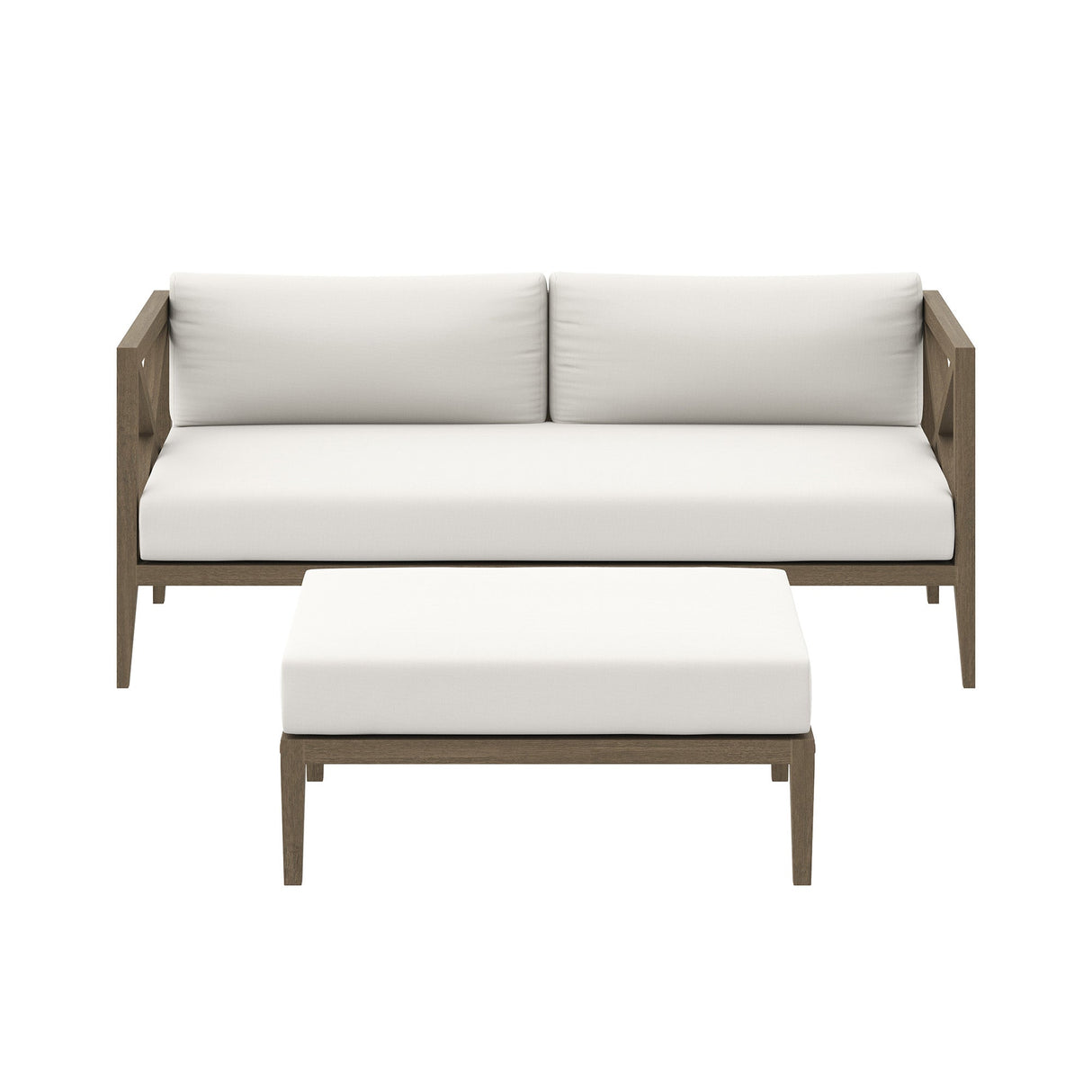 Northlake Outdoor Patio Teak Wood Loveseat and Ottoman Set by Modway