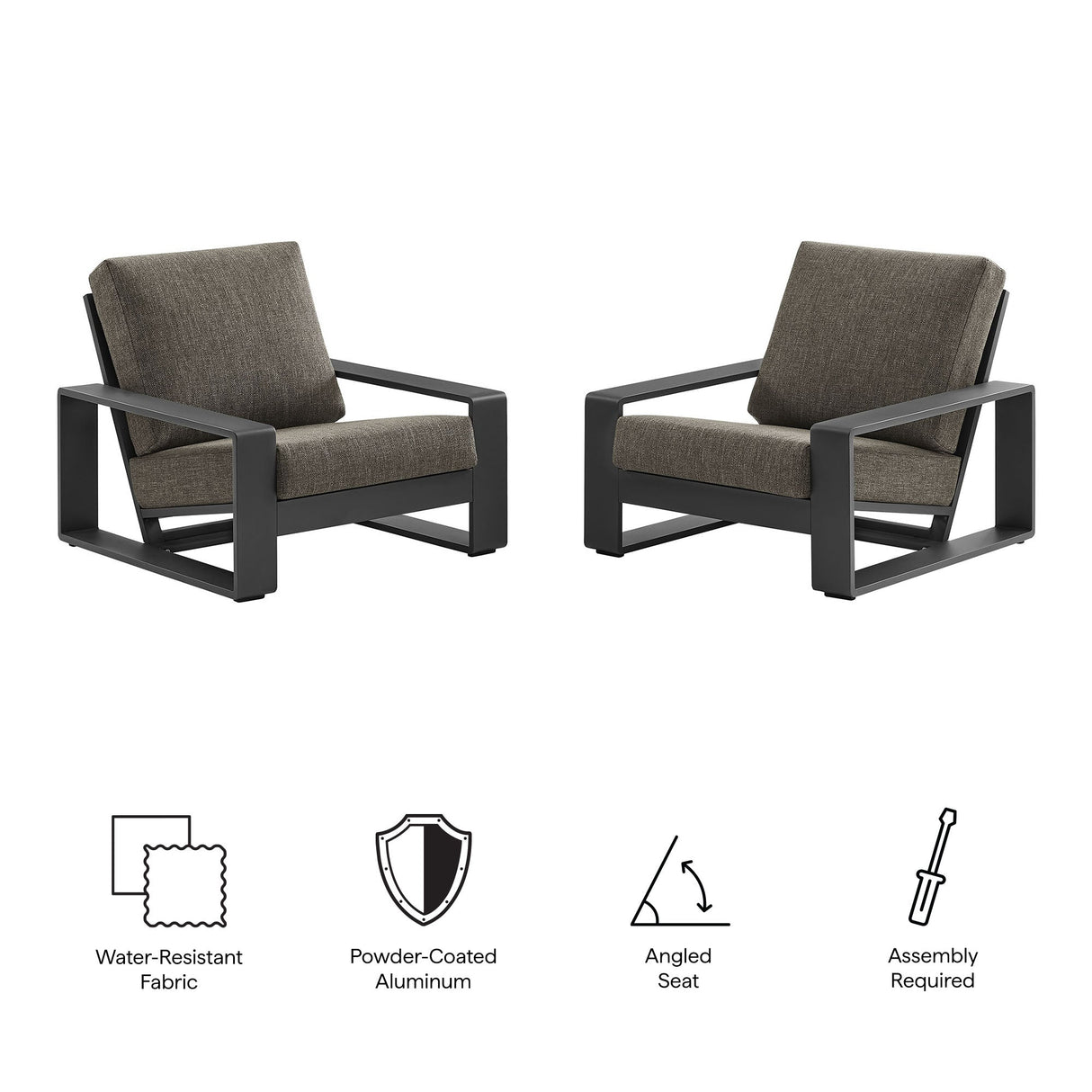 Lirienne Outdoor Patio Aluminum Faux Wood Armchairs Set of 2 by Modway