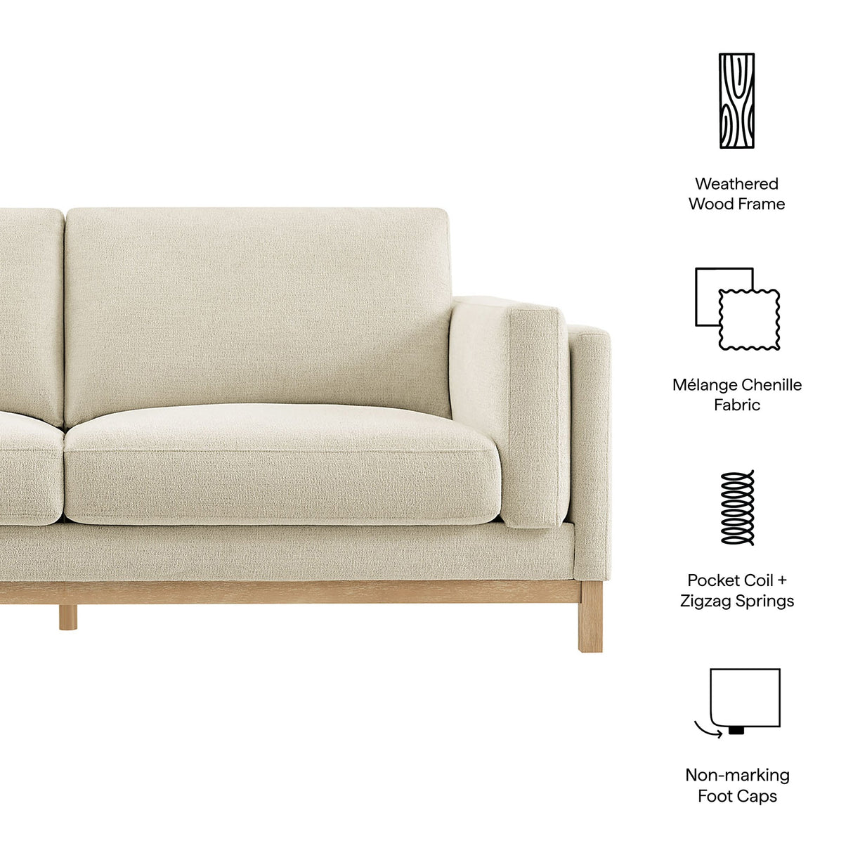 Roscoe 81 Inch Fabric Sofa by Modway