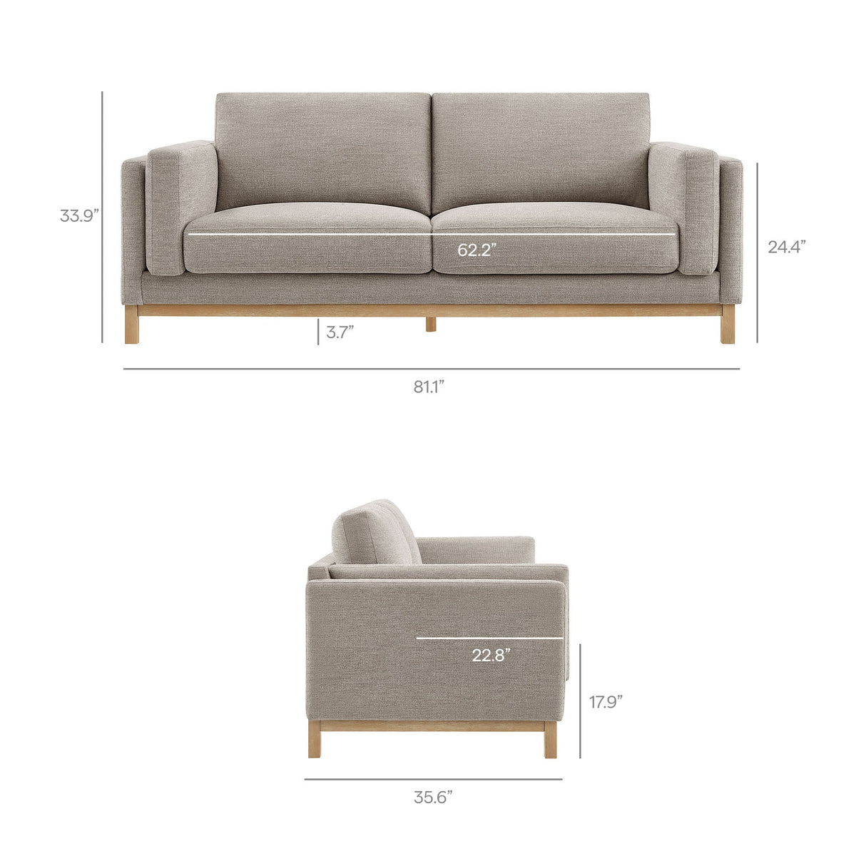 Roscoe 81 Inch Fabric Sofa by Modway