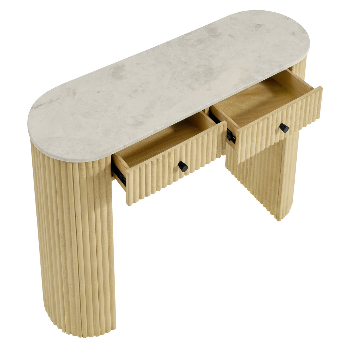 Caldera 42" Curved Solid Wood and Marble Console Table by Modway