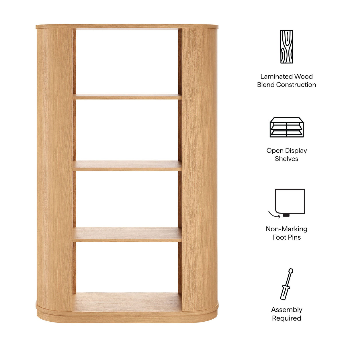 Aspect 74 Inch Curved 4 Tier Bookshelf by Modway