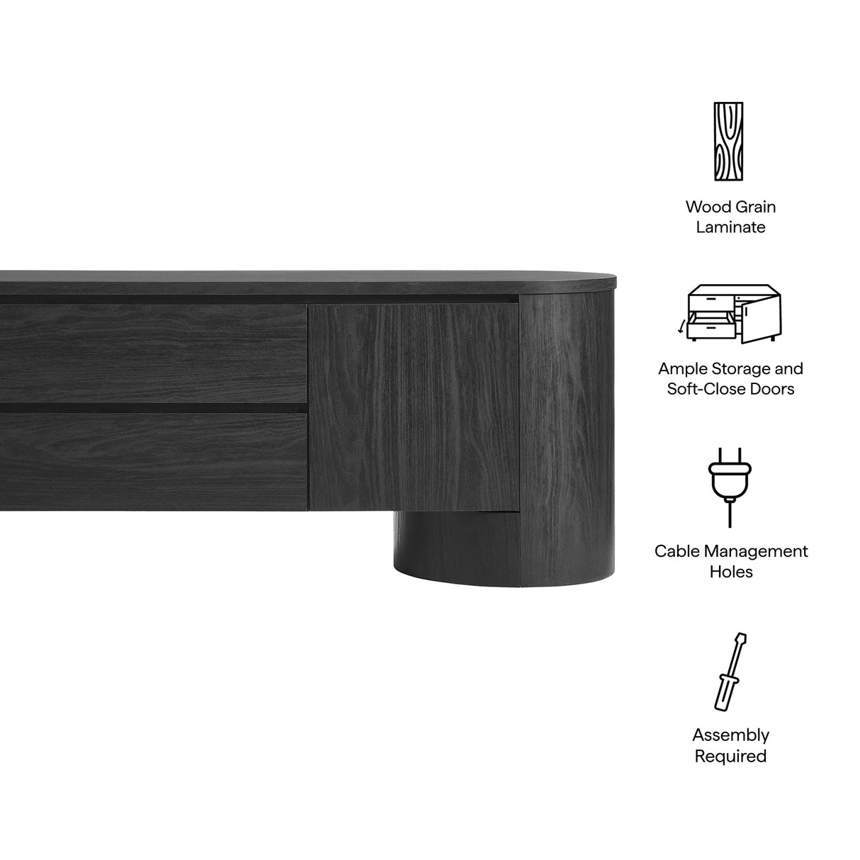 Duval 71 Inch Oval TV Cabinet by Modway
