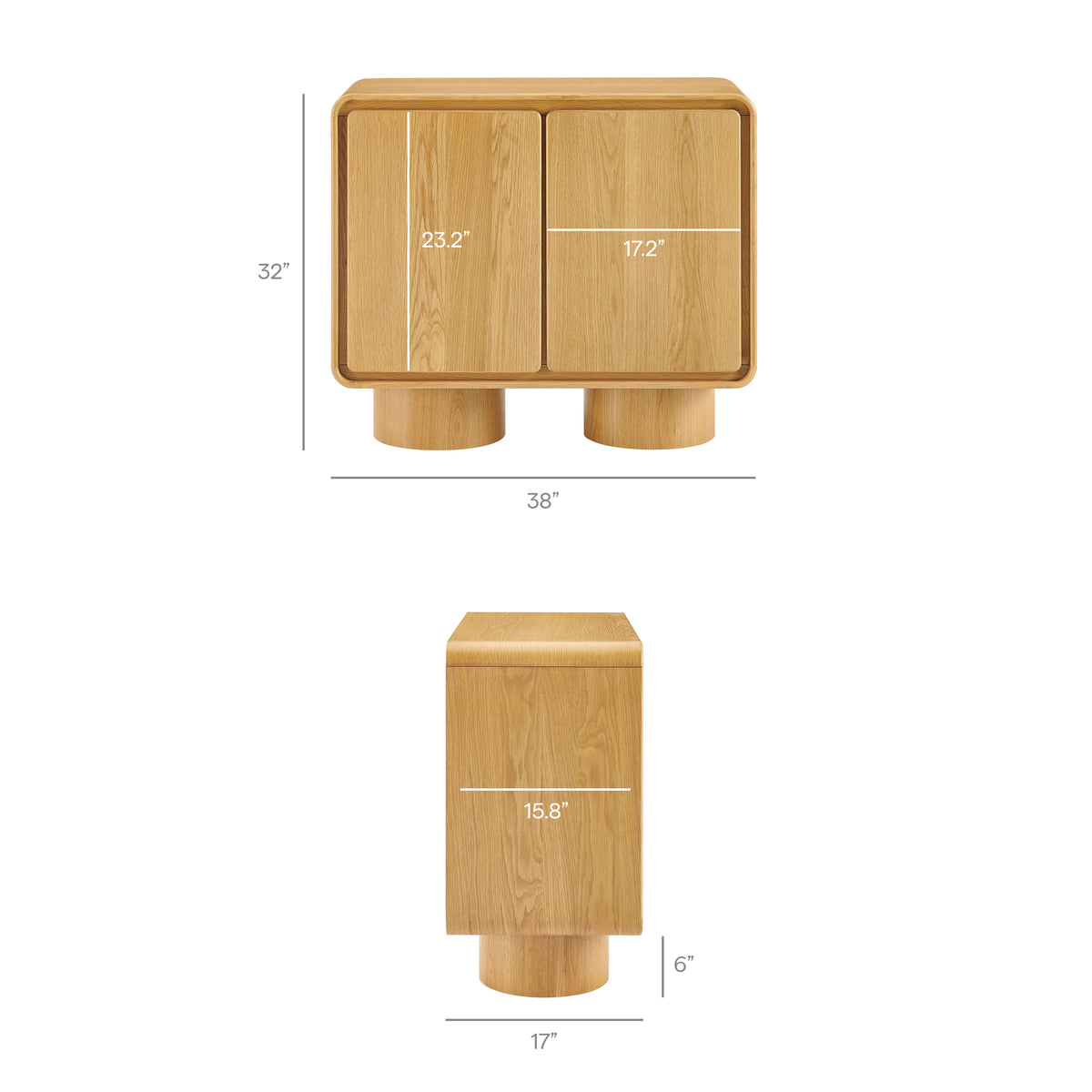 Lumo 2-Door Curved Wood Accent Cabinet by Modway
