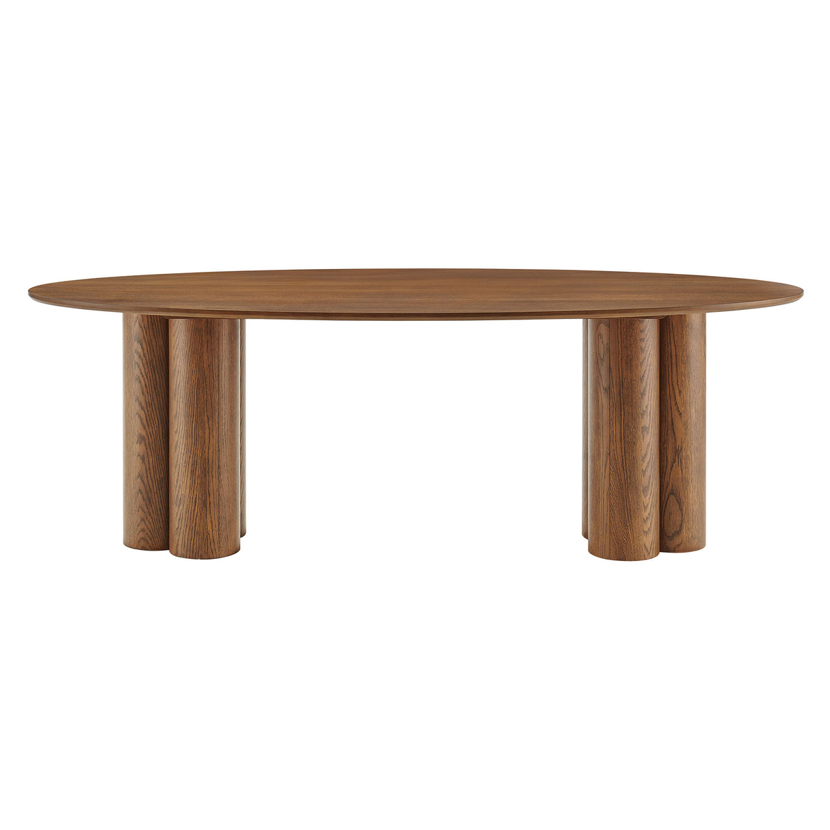Renwick 79 Inch Oak Veneer Oval Pedestal Dining Table by Modway