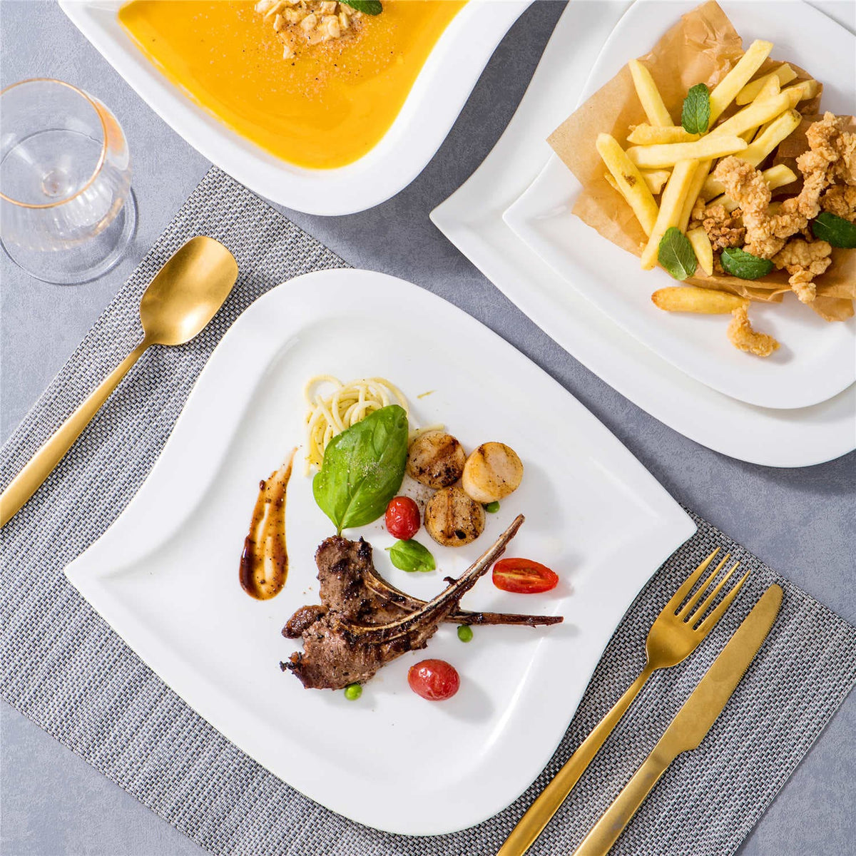 Elvira Marble Grey 30 Piece Dinnerware Set