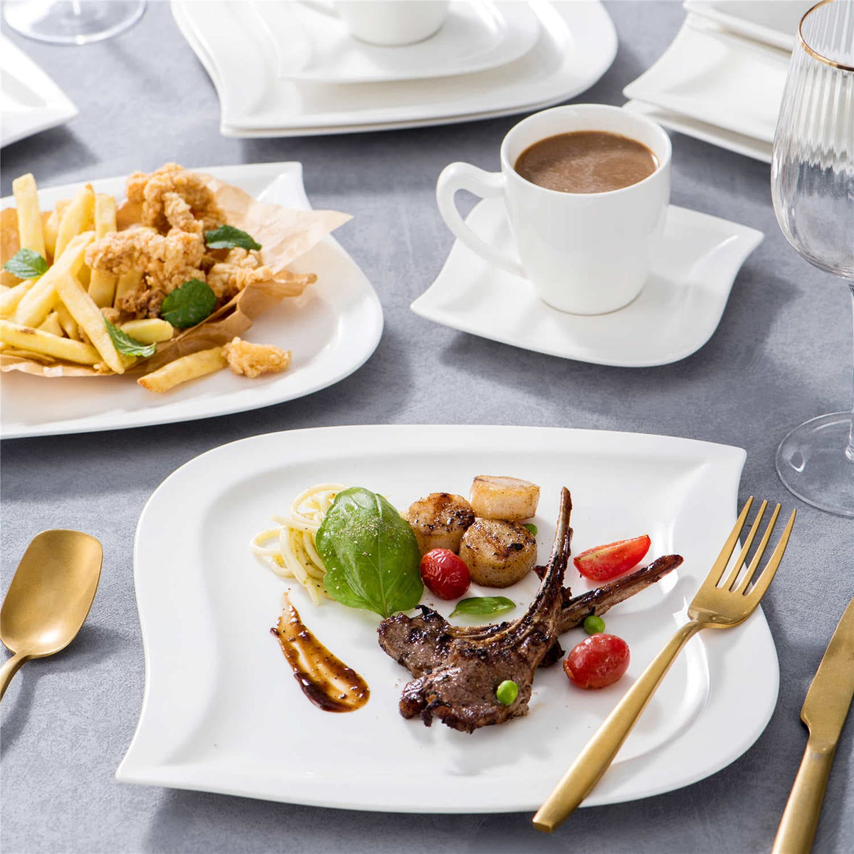 Elvira Marble Grey 30 Piece Dinnerware Set