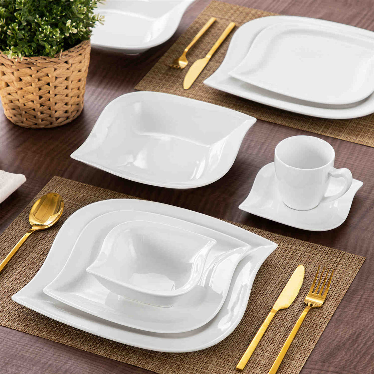 Elvira Marble Grey 36 Piece Dinnerware Set