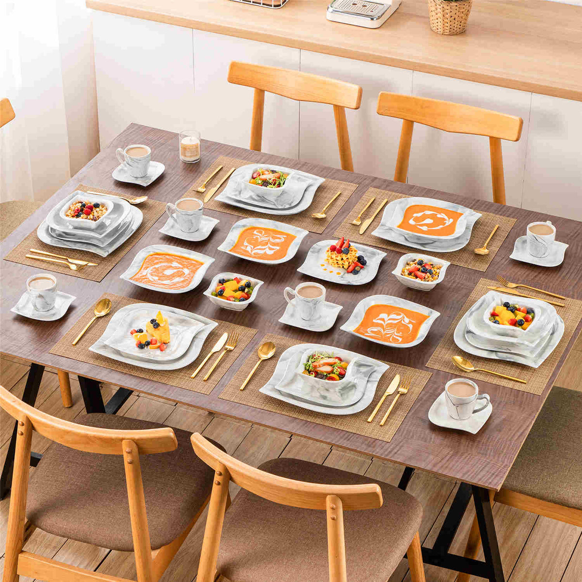 Elvira Marble Grey 36 Piece Dinnerware Set