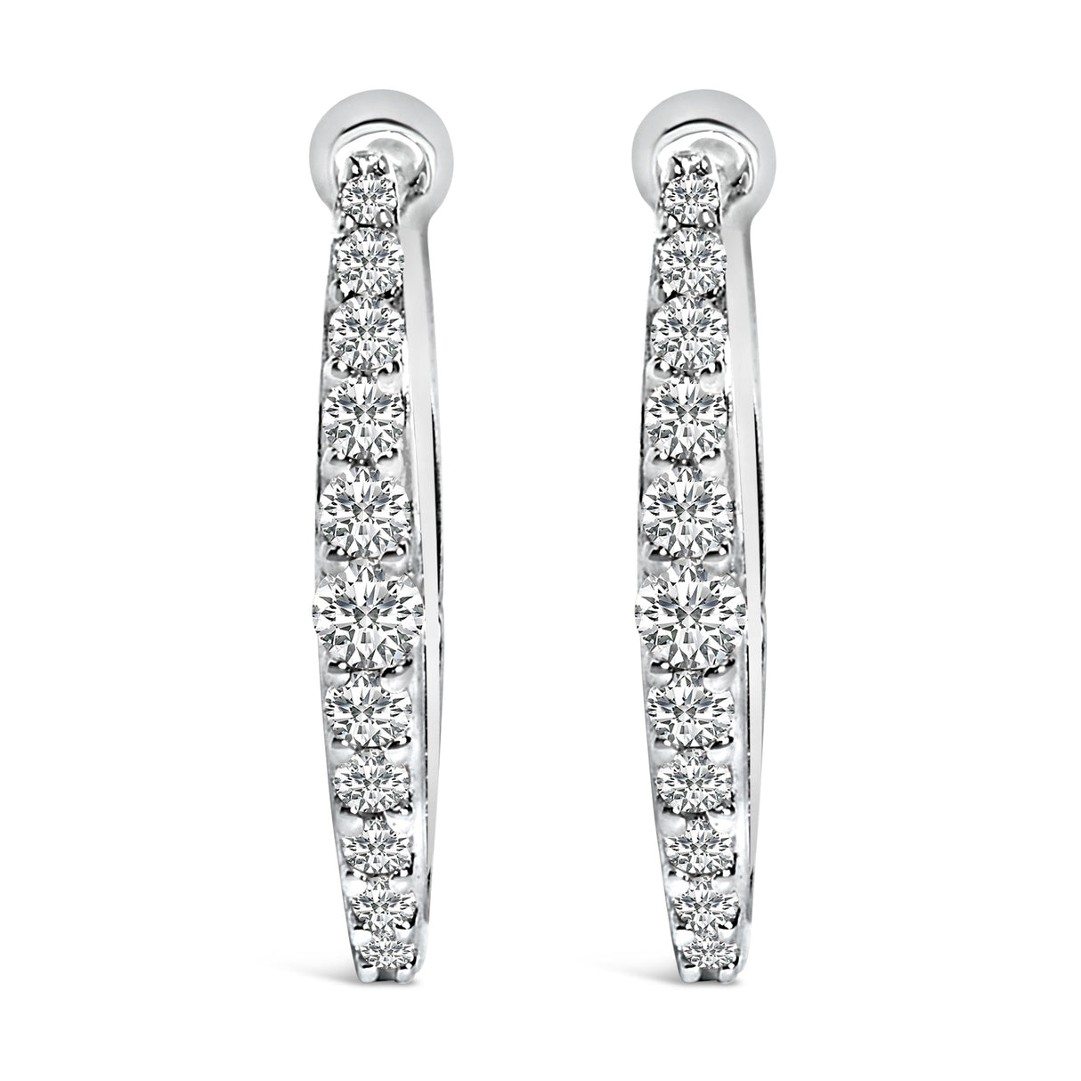 10K White Gold 1/4 Cttw Lab Grown Diamond Heart Shaped Huggy Hoop Earrings
