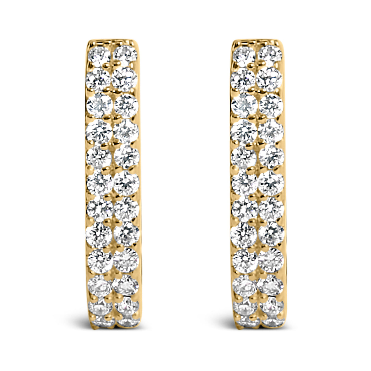 10K White Gold 1/4 Cttw Lab Grown Diamond Double Row Huggie Hoop Earrings