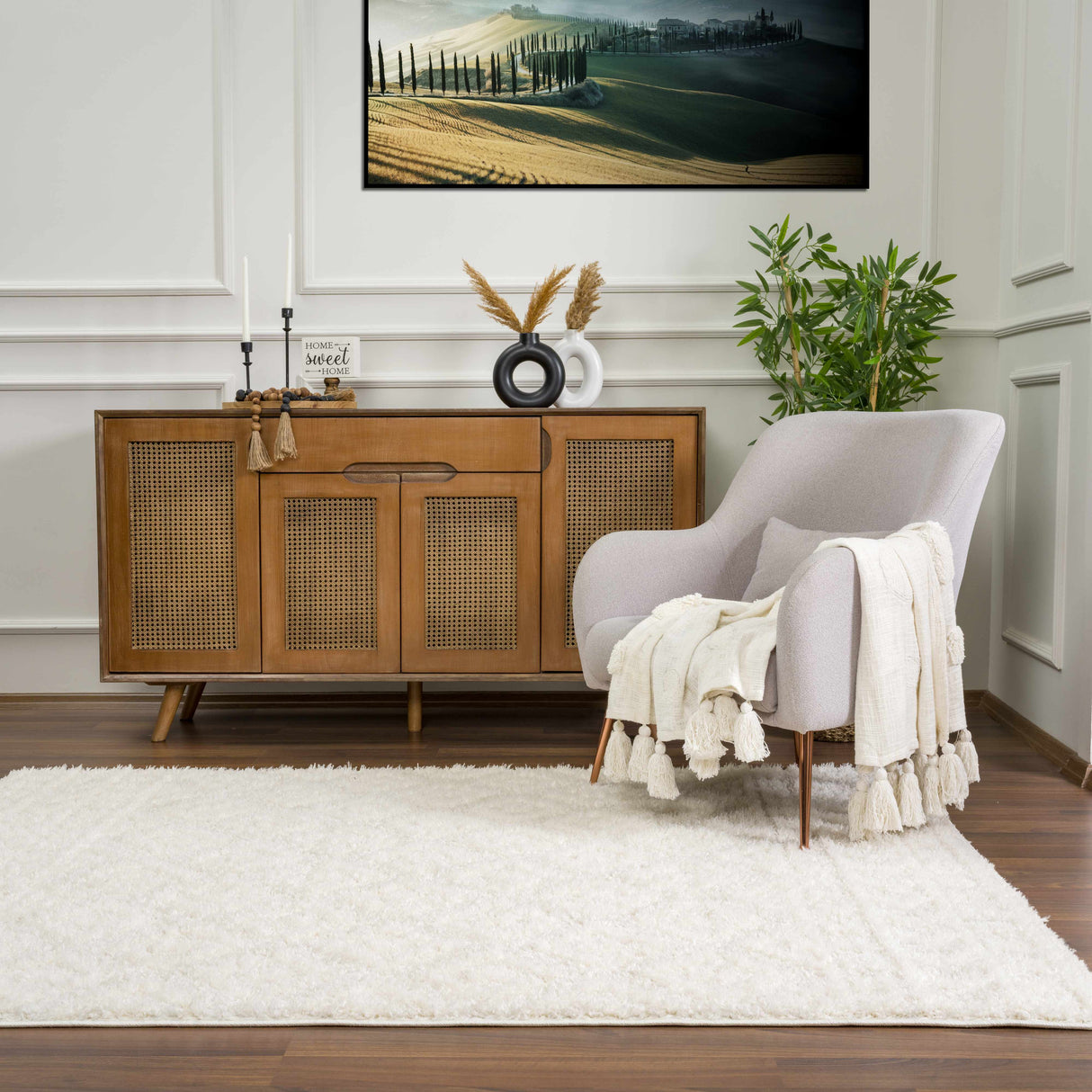 Eivin Cream Diamonds Plush Rug