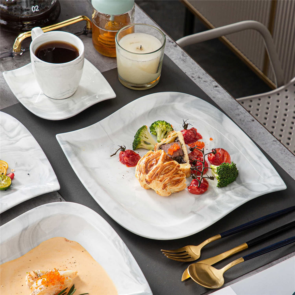 Elvira Marble Grey 30 Piece Dinnerware Set