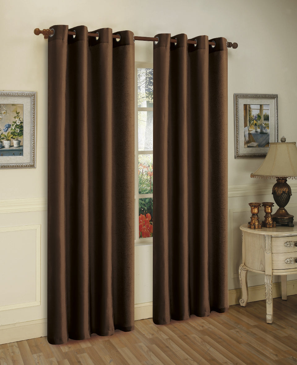Set of Two 84" Solid Grommet Faux Silk Window Panels