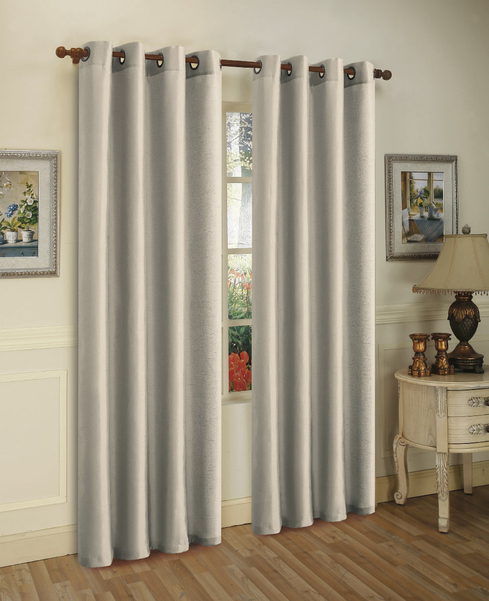 Set of Two 84" Solid Grommet Faux Silk Window Panels