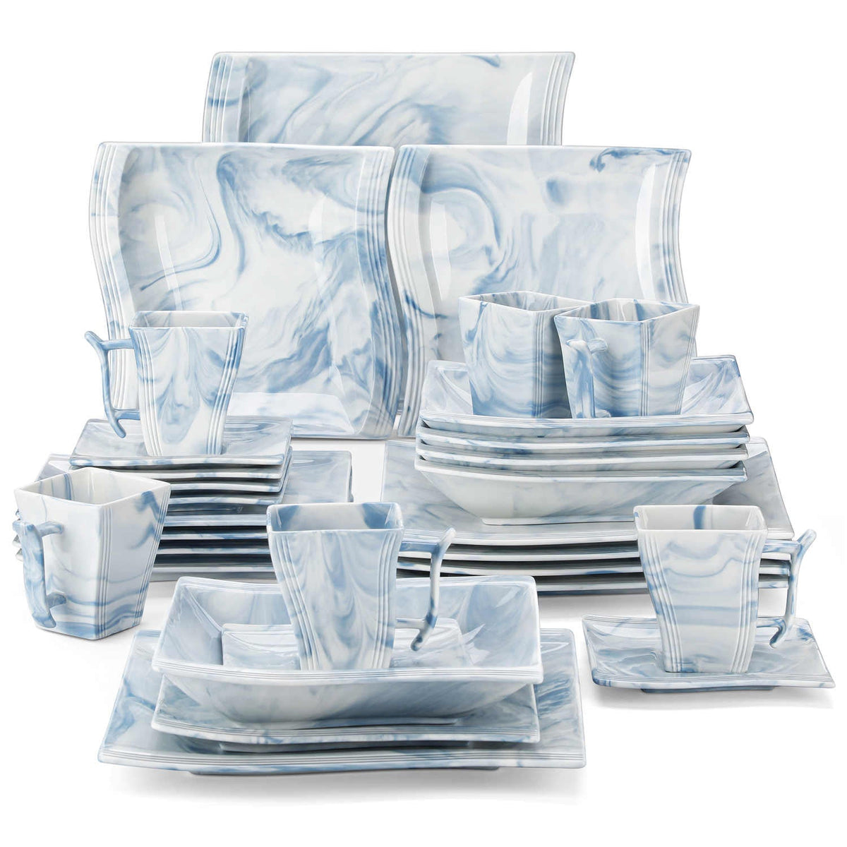 Flora Marble Pink 30 Piece Dinnerware Set