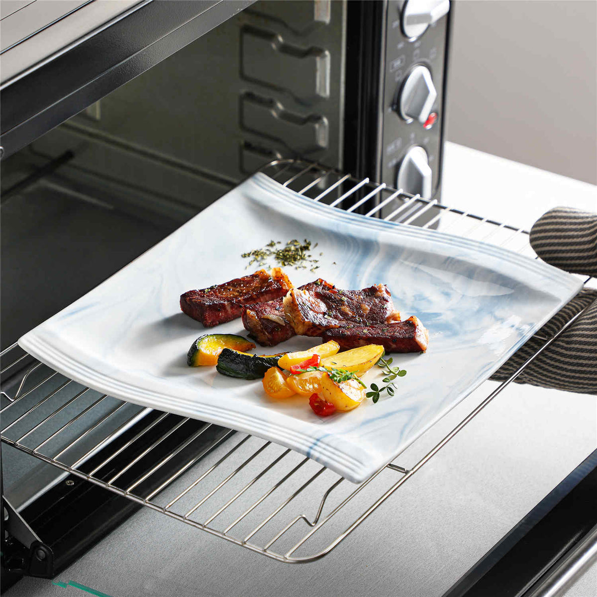 Flora Marble Blue 30 Piece Dinnerware Set