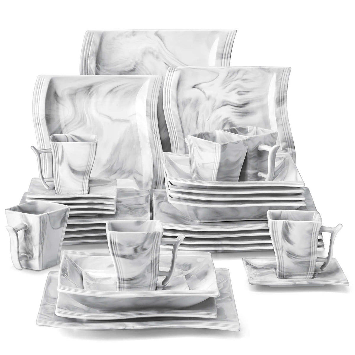 Flora Marble Pink 30 Piece Dinnerware Set