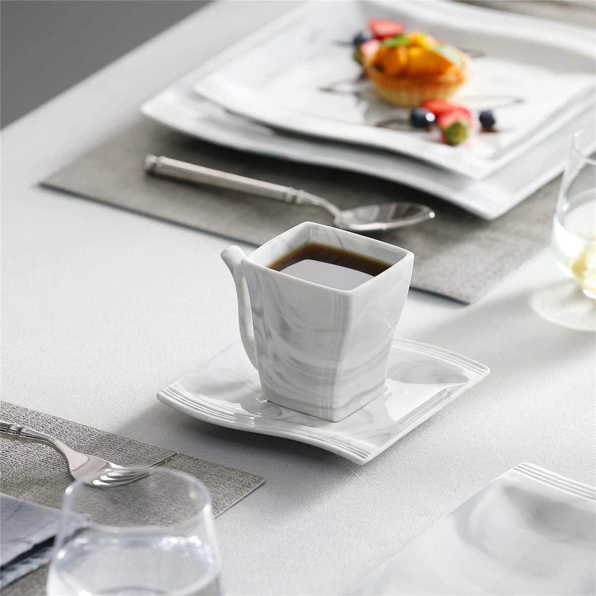 Flora Marble Pink 30 Piece Dinnerware Set