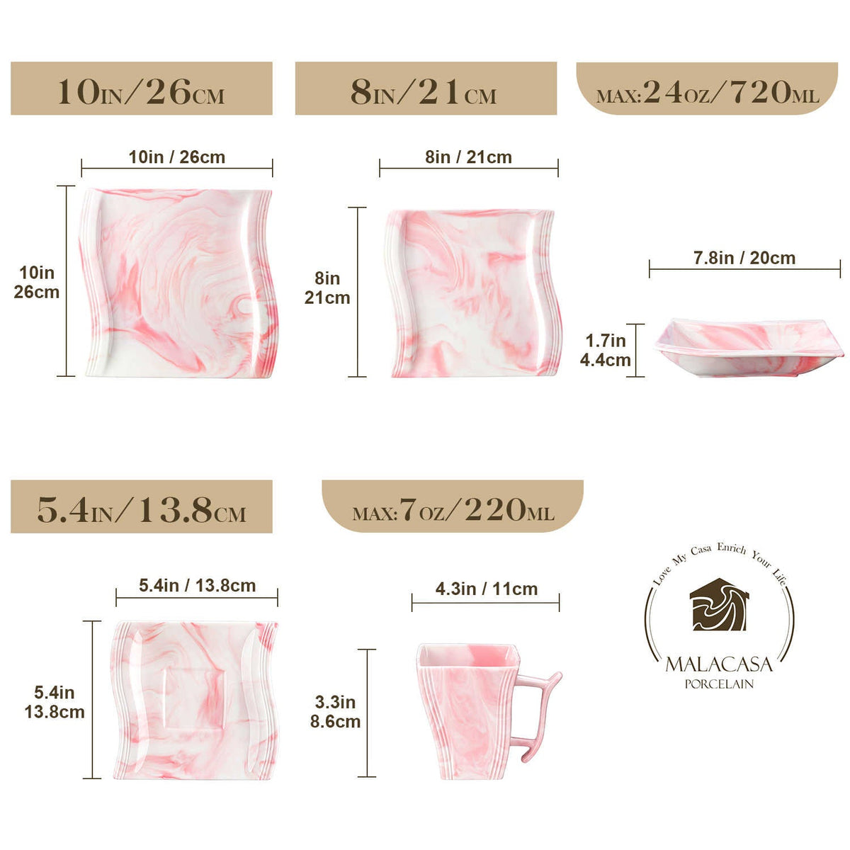 Flora Marble Blue 30 Piece Dinnerware Set