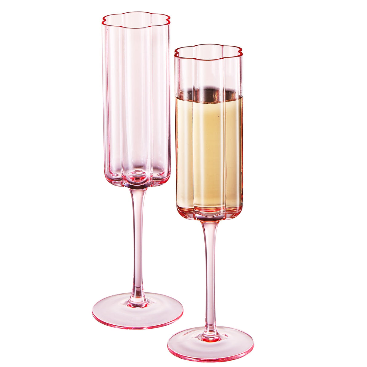 Flower Champagne Flute Glassware, Set of 2