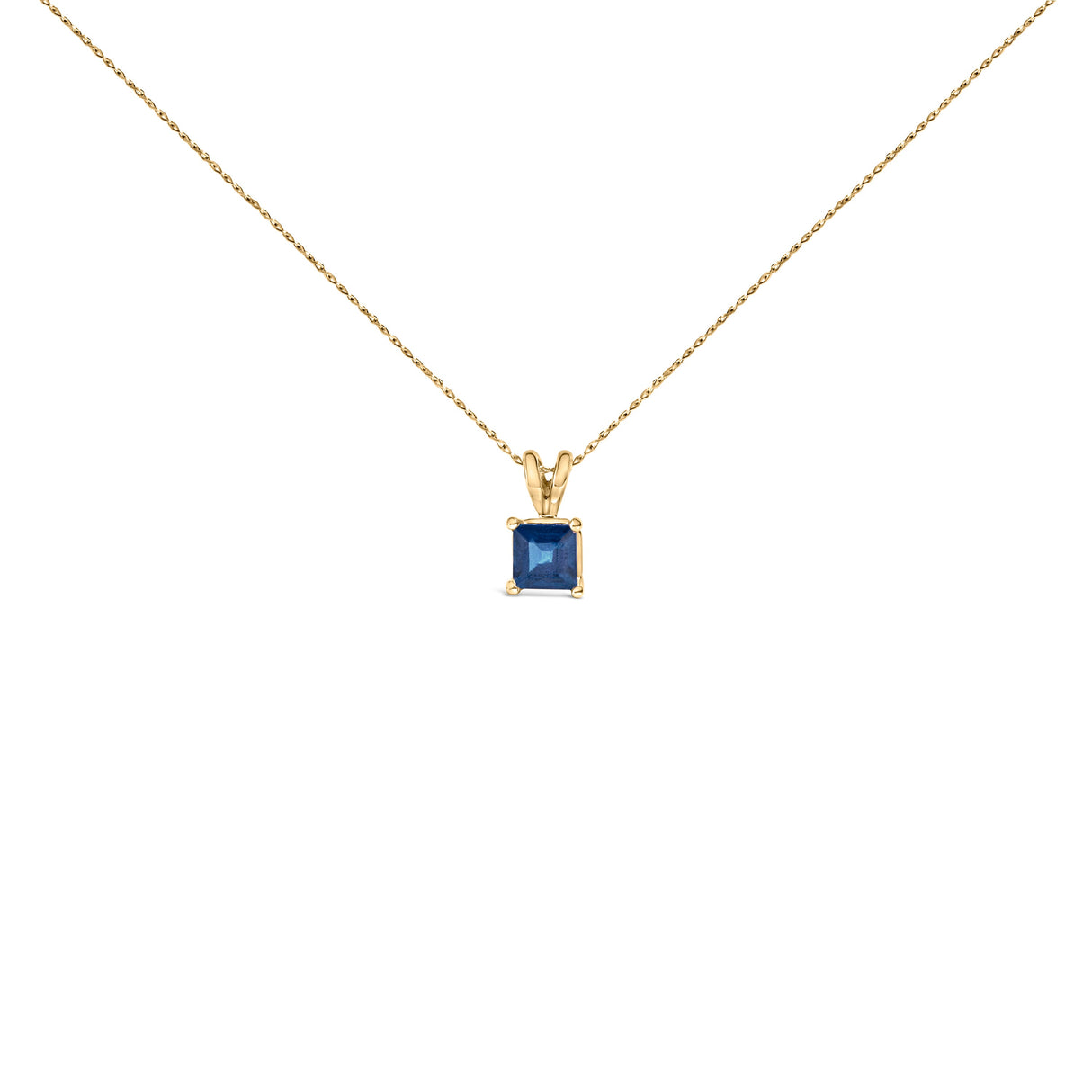 14K White Gold 5x5 MM Square Shaped Purple Amethyst Solitaire Pendant Necklace