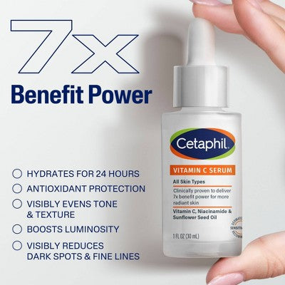 Cetaphil Brightening Vitamin C Face Serum 1fl oz - Imperfect Box