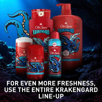 Old Spice Krakenguard Body+Face Wash Deep Ocean Scent 33.4 fl - New