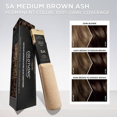 L'Oreal Paris Colorsonic Permanent Hair Color Cartridge Medium Brown Ash 5A - Missing Box