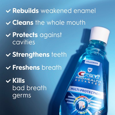 Crest Pro-Health Advanced Multi-Protection Alcohol Free Mouth Wash - Fresh Mint 1L/2pk - New