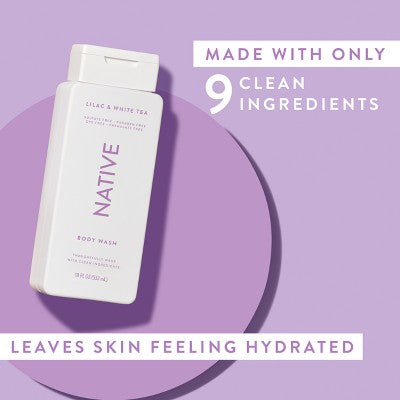 Native Body Wash for Women & Men Lilac & White Tea Sulfate Free 18 fl oz - New