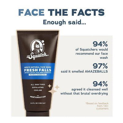 DR. SQUATCH Men's Natural Face Wash Fresh Falls 4oz - New