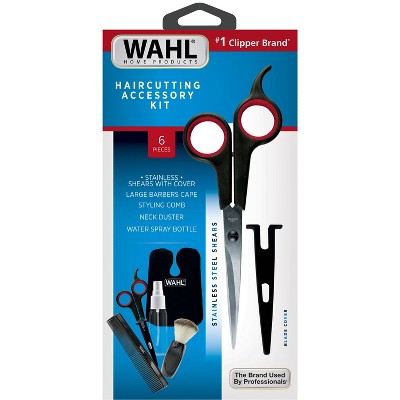 Wahl Haircutting Scissors and Accessory Kit with Shears, Blade Guard, Spray Bottle, Comb, Neck Duster & Cape - New