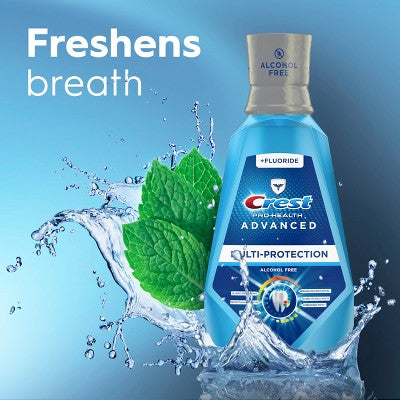 Crest Pro-Health Advanced Multi-Protection Alcohol Free Mouth Wash - Fresh Mint 1L/2pk - New