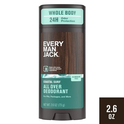 Every Man Jack All Over Solid Deodorant Coastal Surf 2.6oz - New