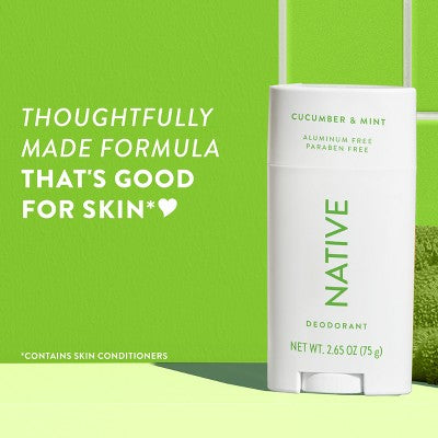 Native Solid Deodorant for Women & Men Cucumber & Mint 2.65oz - Imperfect Container