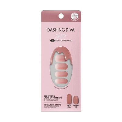Dashing Diva Glaze Semi-Cured Gel Nail Polish Strips Jelly Glaze 32ct - New