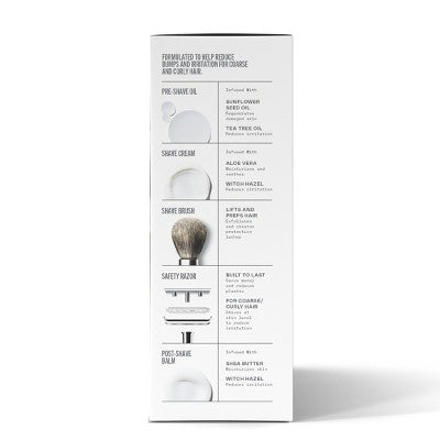 Bevel Men's Shave Kit Safety Razor and Brush Shave Cream Pre Shave Oil Post Shave Balm 40 Blades - Missing Box