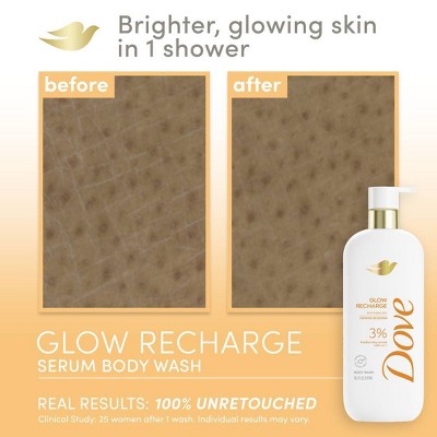 Dove Beauty Serum Body Wash for Women with 3% Brightening Serum + Vitamin C Glow Recharge 18.5 fl oz - Imperfect Container