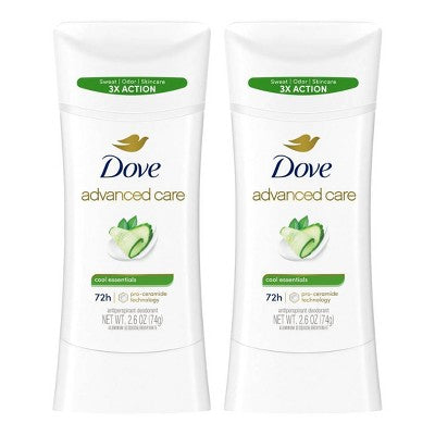 Dove Beauty Advanced Care Cool Essentials 72-Hour Women& Antiperspirant & Deodorant 2.6oz/2pk - New
