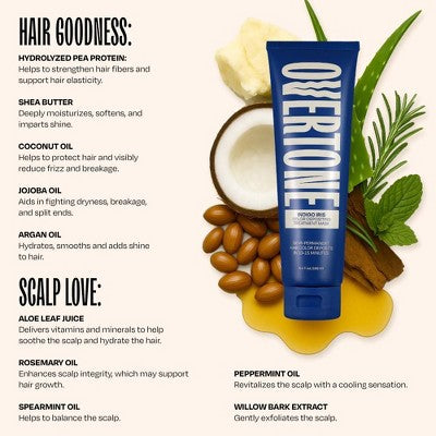 Overtone Indigo Iris Hair Mask Semi-Permanent Hair Dye & Color Conditioner Blue for Brown & Blonde Hair - New