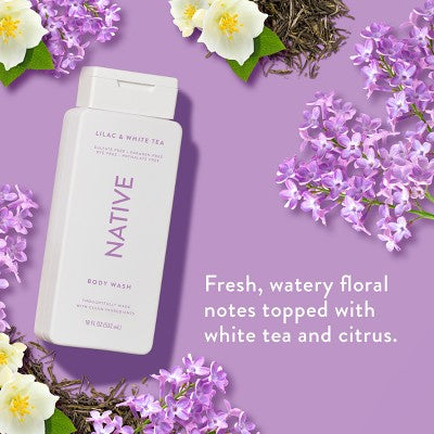 Native Body Wash for Women & Men Lilac & White Tea Sulfate Free 18 fl oz - New
