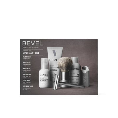 Bevel Men's Shave Kit Safety Razor and Brush Shave Cream Pre Shave Oil Post Shave Balm 40 Blades - Missing Box