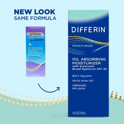 Differin Oil Absorbing Moisturizer with Sunscreen Broad-Spectrum UVA/UVB SPF 30 4oz - New