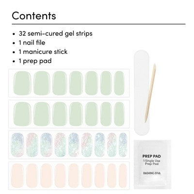 Dashing Diva Glaze Semi-Cured Gel Nail Polish Strips Emerald Marble 32ct - New