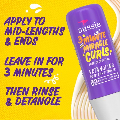 Aussie 3 Minutes Miracle Curls Detangling Deep Conditioner 8 fl oz - New