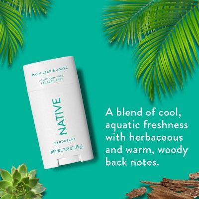 Native Solid Deodorant for Men & Women Palm Leaf & Agave Aluminum Free 2.65oz - New