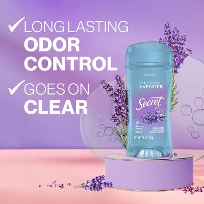 Secret Fresh Clear Gel Deodorant Relaxing Lavender 2.6oz/2pk - Imperfect Box