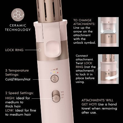 InfinitiPRO by Conair DigitalAIRE Multi-Attachment Styling System Rose Pink 1.25" - Imperfect Box